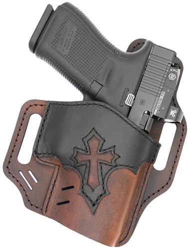 Versacarry Guardian OWB Holster, Arc Angel Design, Black Base/Brown patch, Size 2