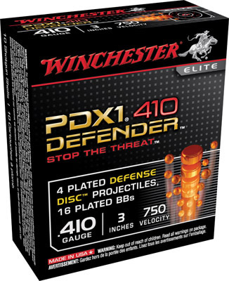 Winchester Personal Defense Shotshells S413PDX1, 410 Gauge, 3 in, 1 oz, 700 fps, 4 Defense Disc/16 BB Shot Personal Defense Shot, 10 Rd/bx