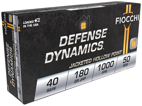Fiocchi Shooting Dynamics Pistol Ammunition 40SWEUS, 40 S&W, Jacketed Hollow Point (JHP), 180 GR, 1000 fps, 50 Rd/bx