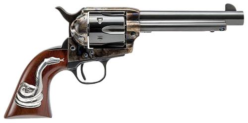 Cimarron Model P Man With No Name Conversion Revolver MP411SS01, 45 Colt (Long Colt), 5.50in, Walnut w/Sterling Silver Rattlesnake, Steel Frame Finish, 6 Rds