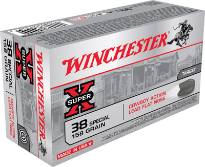 Winchester Cowboy Loads USA38CB, 38 Special, Lead Flat Nose (FN), 158 GR, 800 fps, 50 Rd/bx