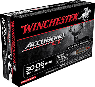 Winchester Supreme Rifle Ammunition S3006CT, 30-06 Springfield, AccuBond CT, 180 GR, 2750 fps, 20 Rd/bx