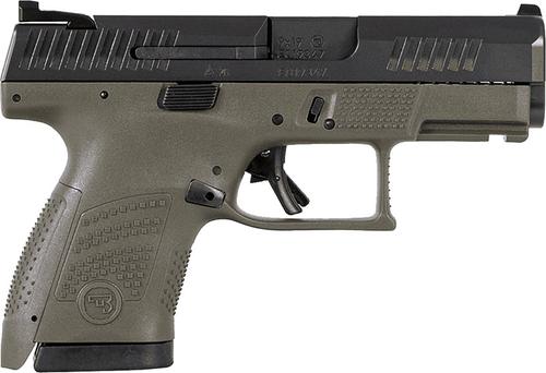 CZ P-10 S Striker Fire Pistol 89565, 9mm, 3.50", Picatinny Rail, OD Green Frame, Black Nitride Finish, 12 Rd