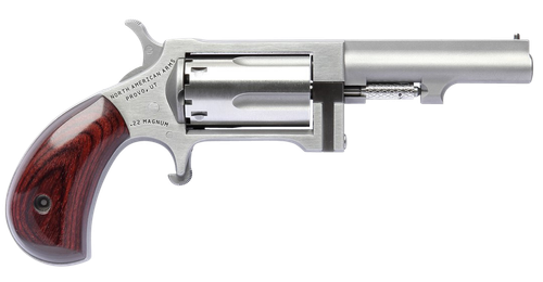 North American Sidewinder Single Action Revolver SW250, 22 Winchester Magnum Rimfire (WMR), 2.5", Wood Grips, Stainless Steel Finish, 5 Rds