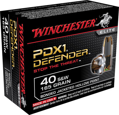 Winchester Supreme Elite Pistol Ammunition S40SWPDB, 40 Smith & Wesson, Bonded PDX1, 165 GR, 20 Rd/bx