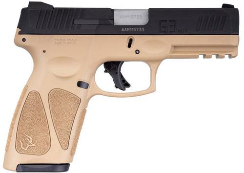 Taurus G3 Pistol 1G3B941T, 9mm Luger, 4", Tan Frame, Black Finish, 17 Rds
