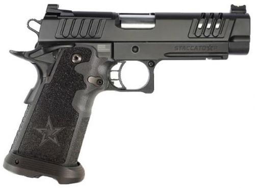 Staccato P 2011 Pistol 12-1200-000003-01, 9mm, 4.4" Barrel, Steel Frame, X Series Serration, DLC Black Finish, 17 Rds