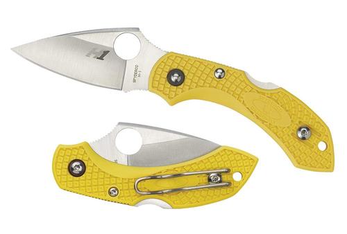Spyderco Dragonfly II Salt H-1 Steel Folding Knife w/Serrated edge & Fiberglass Reinforced Nylon Yellow Handle (C28SYL2)