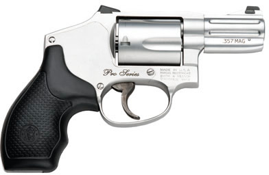 Smith & Wesson M640 Pro Revolver 178044, 357 Magnum, 2 1/8 in, Black Synthetic Grip, Matte Stainless Finish, 5 Rd, Night Sights