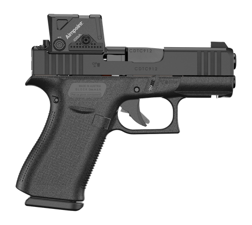 Glock 43X MOS Pistol, 9mm, 3.41", Textured Beavertail Grips, Black Finish, w/Aimpoint COA, 15 Rds