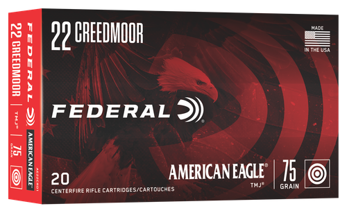 Federal American Eagle Rifle Ammunition, 22 Creedmoor, Total Metal Jacket, 75 GR