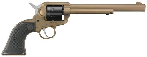 Ruger Wrangler SAO Revolver 2040, 22 LR, 7.50", Black Checkered Polymer Grips, Burnt Bronze Cerakote, 6 Rd