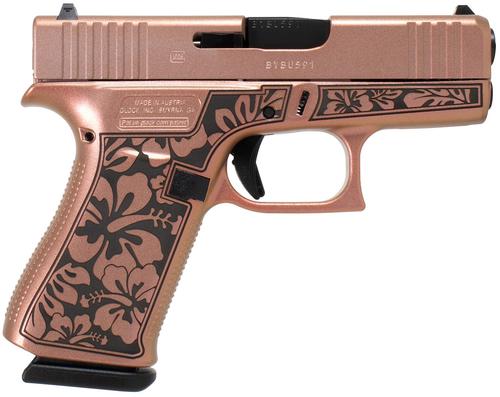 Glock G43 Gen3 Pistol UI4350204NHIBCHIM, 9mm Luger, 3.41in, Chimera w/Hibiscus Cerakote Finish, 6 Rds