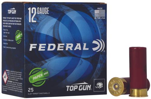 Federal Top Gun Paper Wad Shotshells TG12W8, 12 Gauge, 2-3/4", 1 1/8 oz, 1200 fps, #8 Lead Shot, 25 Rds/box