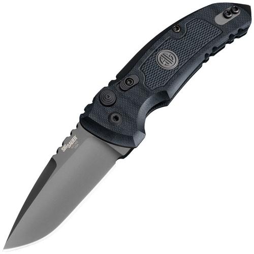 Hogue Sig A01-MicroSwitch Tactical Automatic Folding Knife w/Drop Point Blade, Gray Cerakote Finish (16112)