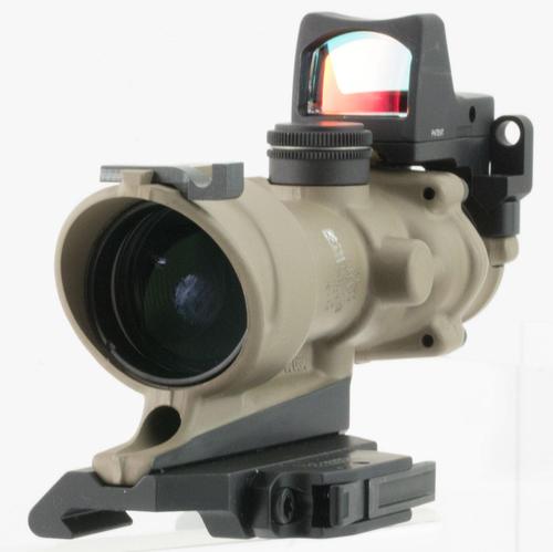Trijicon ACOG Rifle Scope 100555, 4x, 32mm Obj, Flat Dark Earth, Illuminated Crosshair 223 Amber Reticle
