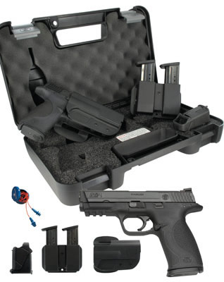 Smith & Wesson M&P9/M&P40 Carry Range Kit 209330, 40 S&W, 4.25 in, Palmswell Grip, Black Finish, White Dot Sights, 14 Rd