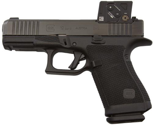 Glock 19 Gen6 Pistol w/Front Serrations P61950203, 9mm, 4.02 in, Black Textured Grip, GMB Barrel, nDLC Finish, w/Aimpoint COA, 15 Rds