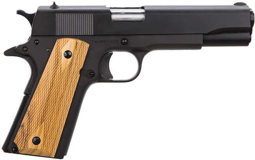 Taylors Standard Pistol 1911OD, 45 ACP, 5 in, Checkered Olive Grip, Black Finish, 7 Rd