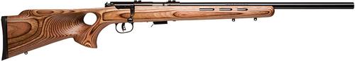 Savage MKIIBTV Rimfire Rifle 28750, 22 Long Rifle, 21 in, Brown Lam/Thumb Hole Stock, Blue Finish, 5 Rds