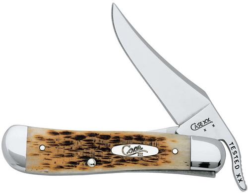 Case Russlock Amber Bone Stainless Clip Folding Knife w/Plain Edge (00260)