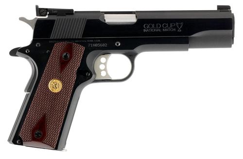 Colt 1911 Gold Cup Pistol O5872A1, 9mm Luger, 5", Walnut w/Gold Medallion Grips, Blued Finish, 8 Rd