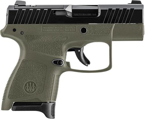 Beretta APX A1 Optics Ready Semi-Auto Pistol JAXN927A1, 9mm, 3.3", OD Green Synthetic Grip, Black Finish, 6 Rds