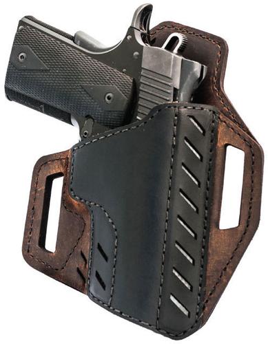 Versacarry Decree OWB Right Hand Holster, Size 1, Carbon Fiber Inlay, Brown Leather (821311)