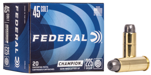Federal Personal Defense Handgun Ammunition C45LCA, 45 Long Colt, Semi-Wadcutter HP, 225 GR, 830 fps, 20 Rd/bx