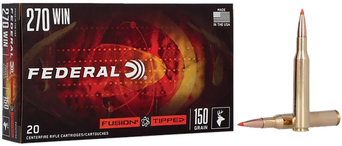 Federal Fusion Rifle Ammunition F270TFS2, 270 Winchester, Bonded Soft Point, 150 GR, 2850 fps, 20 Rd/bx