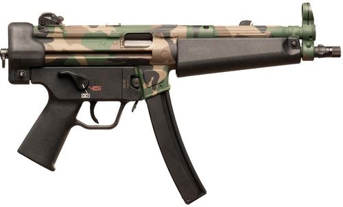 Heckler & Koch SP5 Semi-Auto Pistol 81001152, 9mm, 8.86 in, Black Grip, Woodland Camo Finish, 30 Rds