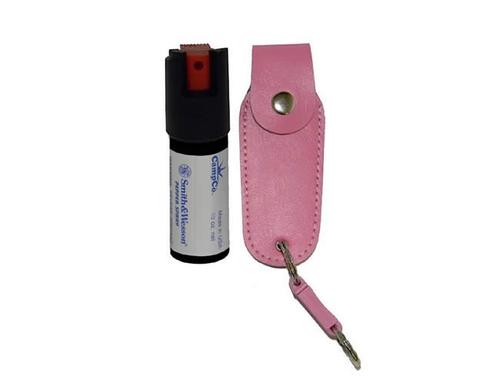 SW Pepper Spray w/Leather Keychain, .5 oz, Pink (1203P)