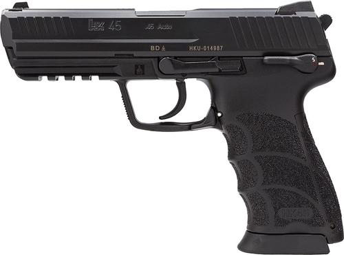 HK HK45 V1 *MA Compliant Pistol 81000026, 45 ACP, 4.46", Black Finish, Serrated Slide, Finger Grooved Grips, 10 Rds