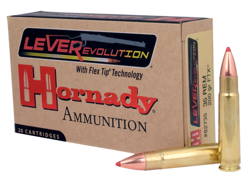 Hornady LeveRevolution Rifle Ammunition 82735, 35 Remington, Flex Tip, 200 GR, 2225 fps, 20 Rd/bx