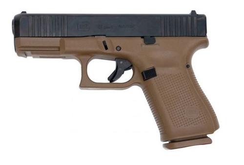 Glock G19 G5 Pistol PA195S201DE, 9mm, 4.02in, FDE Frame Grips, 10 Rds