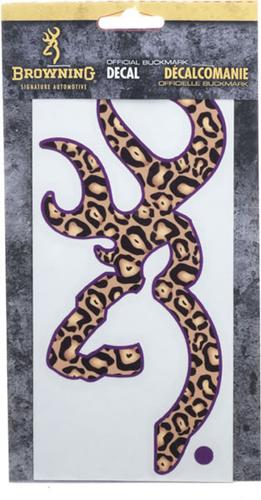 Browning Animal Print  Decal 3922240602, Leopard/Purple, 6 inch