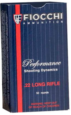Fiocchi Shooting Dynamics Rimfire Ammunition 22FHPSUB, 22 Long Rifle, SubSonic Hollow Point (HP), 40 GR, 1050 fps, 50 Rd/bx