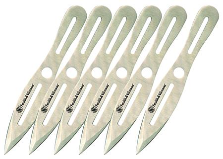 Smith & Wesson Throwing Knives Spear Point Dual-Edged Throwing Knife 6 Pack w/Plain Edge & 2Cr13 Stainless Handle (SWTK8CP)