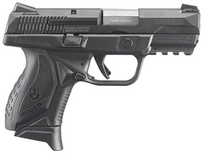 Ruger American Compact Pistol 8635, 9MM, 3.35 in, Black Synthetic Grip, Black Nitride Finish, 17 Rd