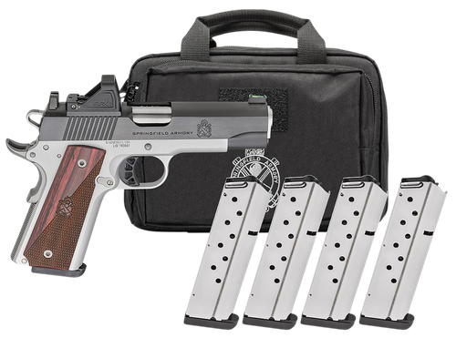 Springfield 1911 Ronin AOS Gear Pac Optic Ready Pistol PX9118LAOSPAC, 45 ACP, 4.25in, Crossed Cannon Wood Laminate Grips, Satin Cerakote Finish, 8 Rds