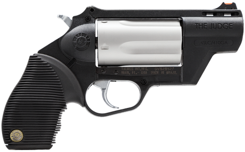 Taurus 45/410 Judge Public Defender Revolver 2441029TCPLY, 410/45 Long Colt, 2 in, Ribber Grip Overlay Grip, Stainless Finish, 5 Rd