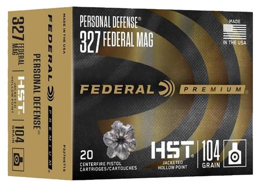 Federal Premium Pistol Ammunition P327HST1S, 327 Federal Mag, JHP, 104 gr, 1500 fps, 20 Rd/Bx