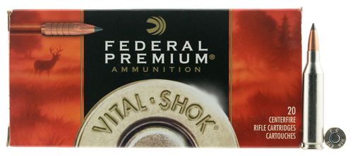 Federal Premium Vital-Shok Rifle Ammunition P243TC1, 243 Winchester, Trophy Copper, 85 GR, 3200 fps, 20 Rd/bx