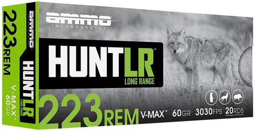 Ammo Inc Hunt Rifle Ammunition 223060VMXA20, 223 Remington, V-Max, 60 gr, 3030 fps, 20 Rd/Bx