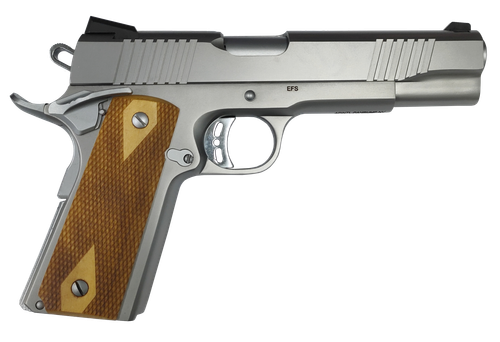 Rock Island Armory Rock Standard FS Pistol 56865, 10mm Auto, 5in, Wood Double Checkered Grips, Matte Stainless Finish, 8 Rds