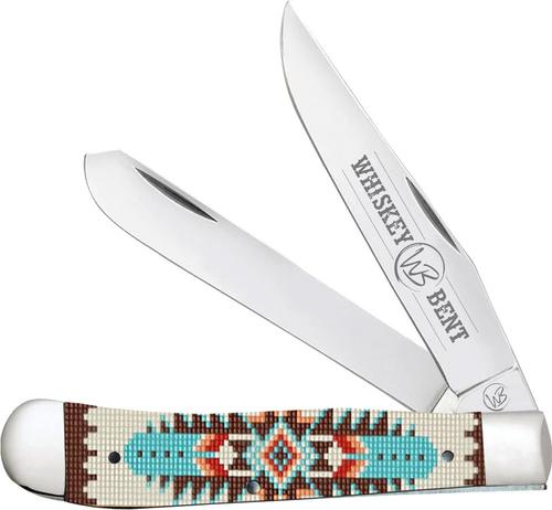 Whiskey Bent Knives Trapper Knife w/Clip Point & Spey Blade, Turquoise Bead Handle (WB11-01)