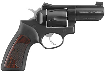 Ruger GP100 Wiley Clapp Revolver 1753, 357 Magnum, 3 in, Rubber/Wood Grips, Matte Blued Finish, 6 rd