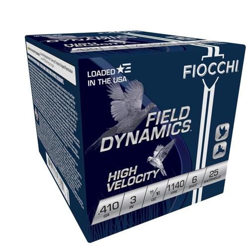 Fiocchi High Velocity 410HV6, 410 Gauge, 3", 11/16 oz, 1140 fps, #6 Lead Shot, 25 Rds/Bx