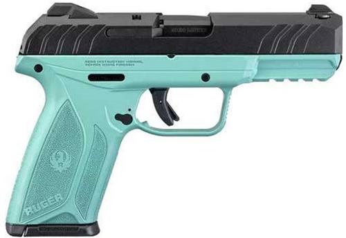 Ruger Security 9 Pistol 3821, 9mm, 4 in, Turquoise Grip, Blue Finish, 15 Rd