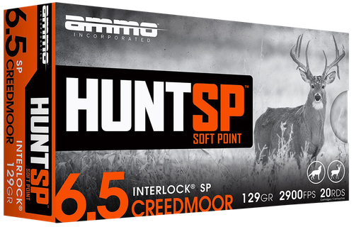 Ammo Inc Hunt Rifle Ammunition 65CM129SPA20, 6.5 Creedmoor, Soft Point, 129 gr, 2900 pfs, 20 Rd/Bx